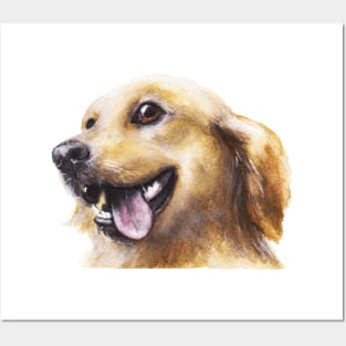 Happy Golden Retriever dog Posters and Art